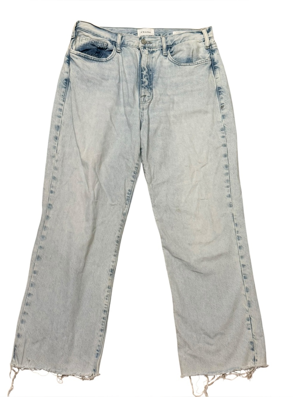 FRAME Le Jane Crop Luster Light Wash Raw Hem Jeans Size 30 - Picture 4 of 14
